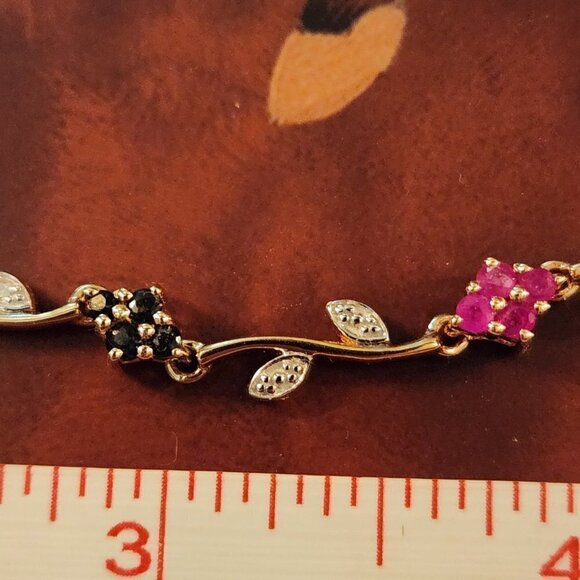 JTV Multi Stone 18K Yellow Gold Sterling Silver Bracelet - Picture 10 of 12